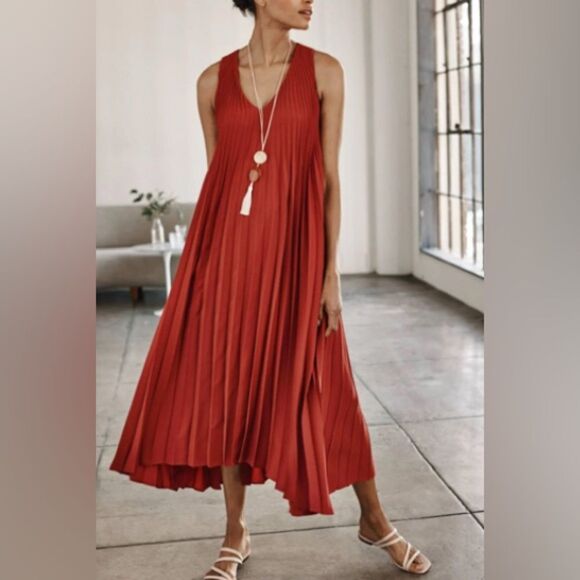 J. Jill Dresses & Skirts - J Jill Deep Woven Sunburst Pleated Midi Dress Size L